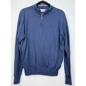 Peter Millar 1/4 Zip Sweater Men’s L Blue Cotton Cashmere Blend minimalist